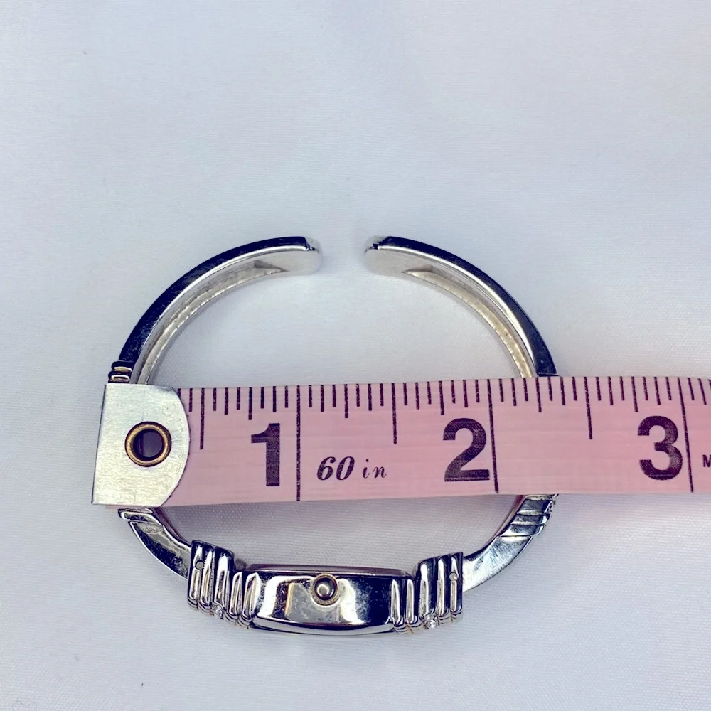 Working! Ladies Elgin 2 Tone Clamper Bracelet Minimalist Watch